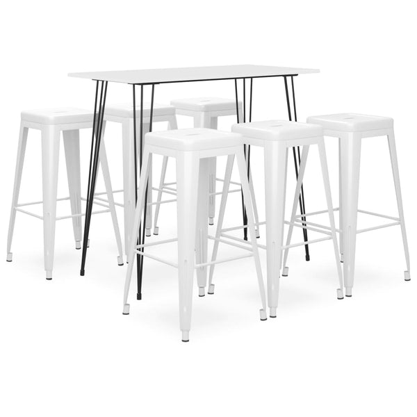 vidaXL 7-Piece Bar Set White