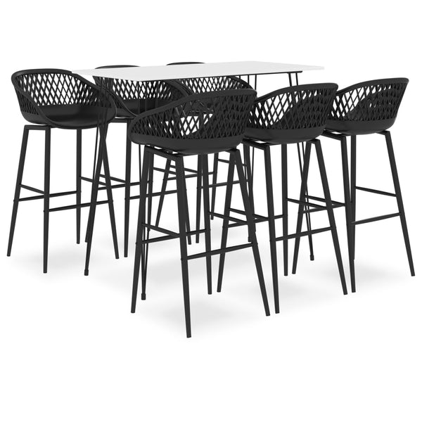 vidaXL 7-Piece Bar Set White and Black