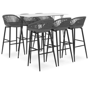 vidaXL 7-Piece Bar Set White and Grey