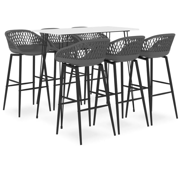 vidaXL 7-Piece Bar Set White and Grey