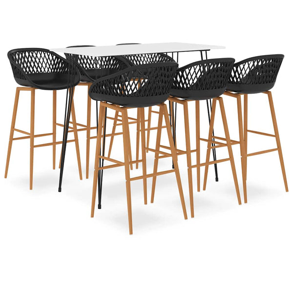 vidaXL 7-Piece Bar Set White and Black