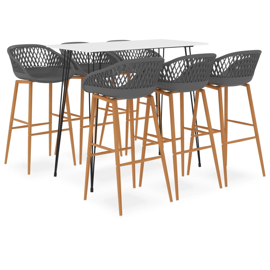 vidaXL 7-Piece Bar Set White and Grey