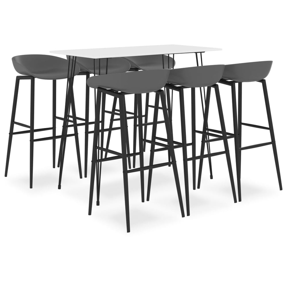 vidaXL 7-Piece Bar Set White and Grey