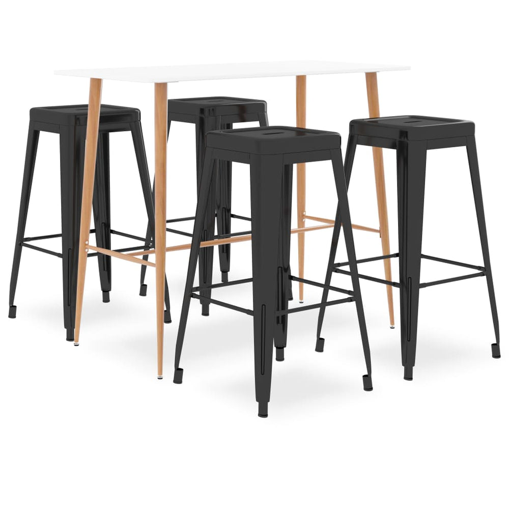 vidaXL 5-piece Bar Set White and Black