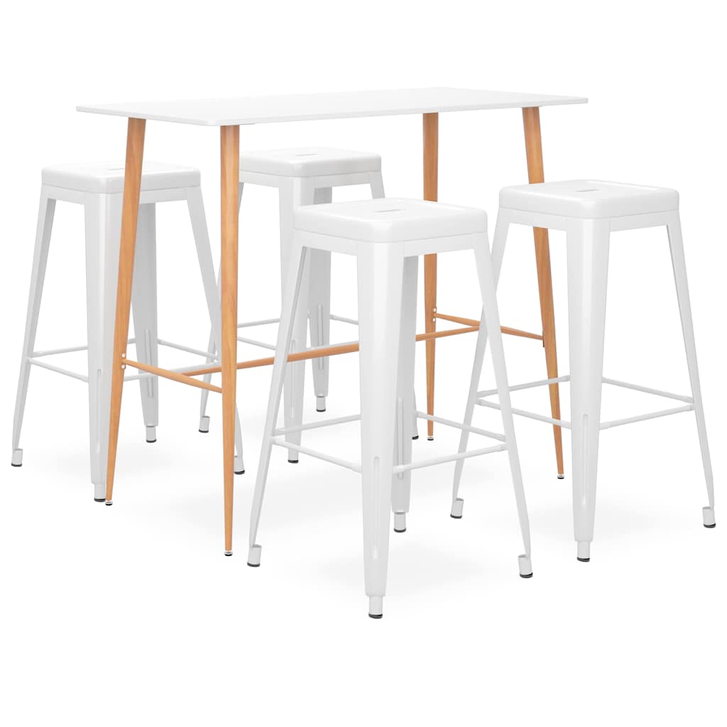 vidaXL 5-Piece Bar Set White