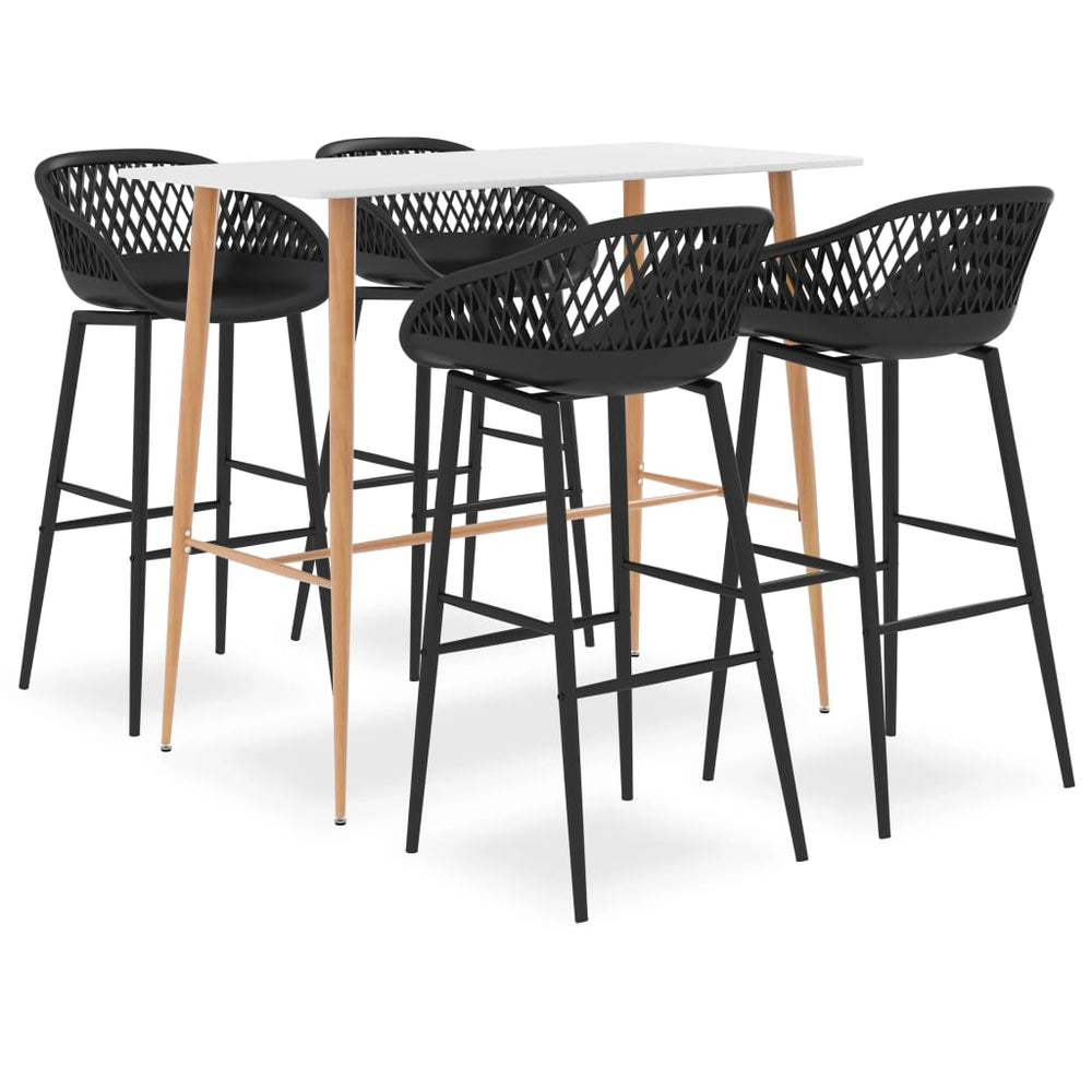 vidaXL 5-piece Bar Set White and Black