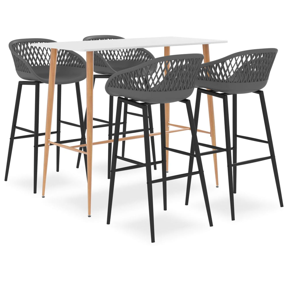 vidaXL 5-Piece Bar Set White and Grey