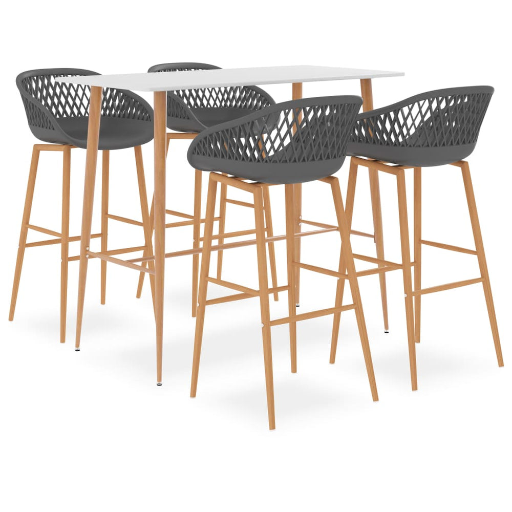 vidaXL 5-Piece Bar Set White and Grey