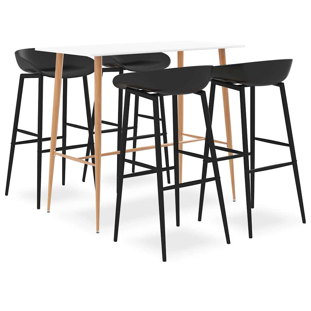 vidaXL 5-piece Bar Set White and Black