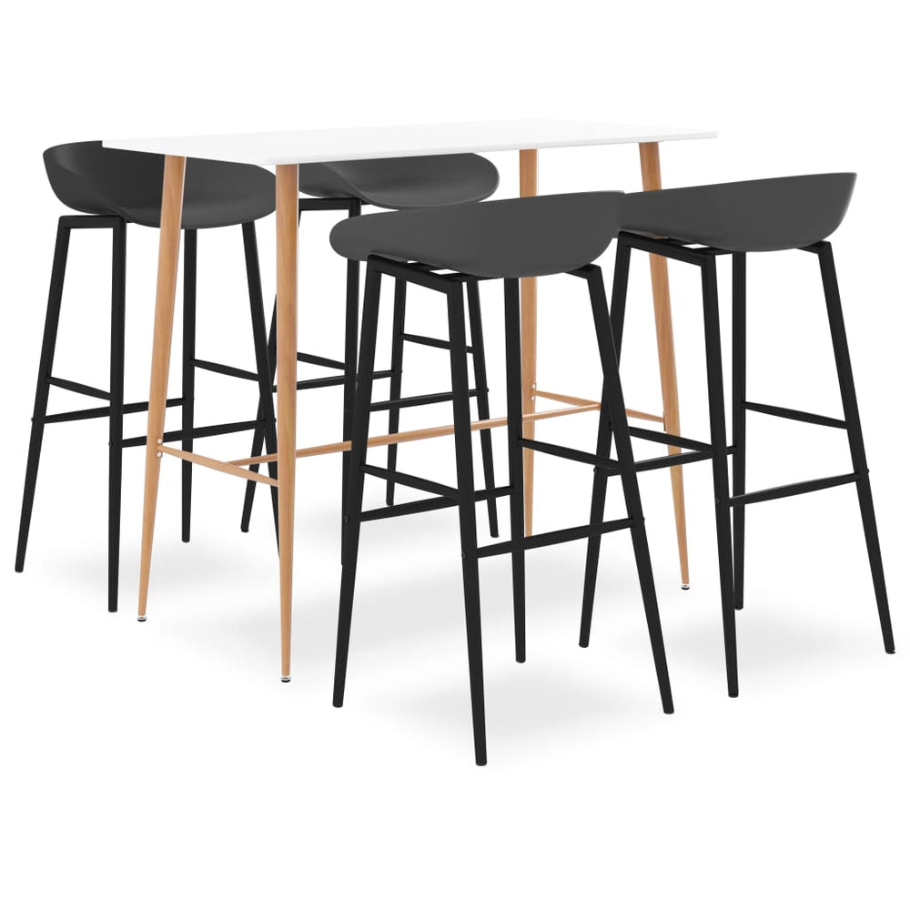 vidaXL 5-Piece Bar Set White and Grey