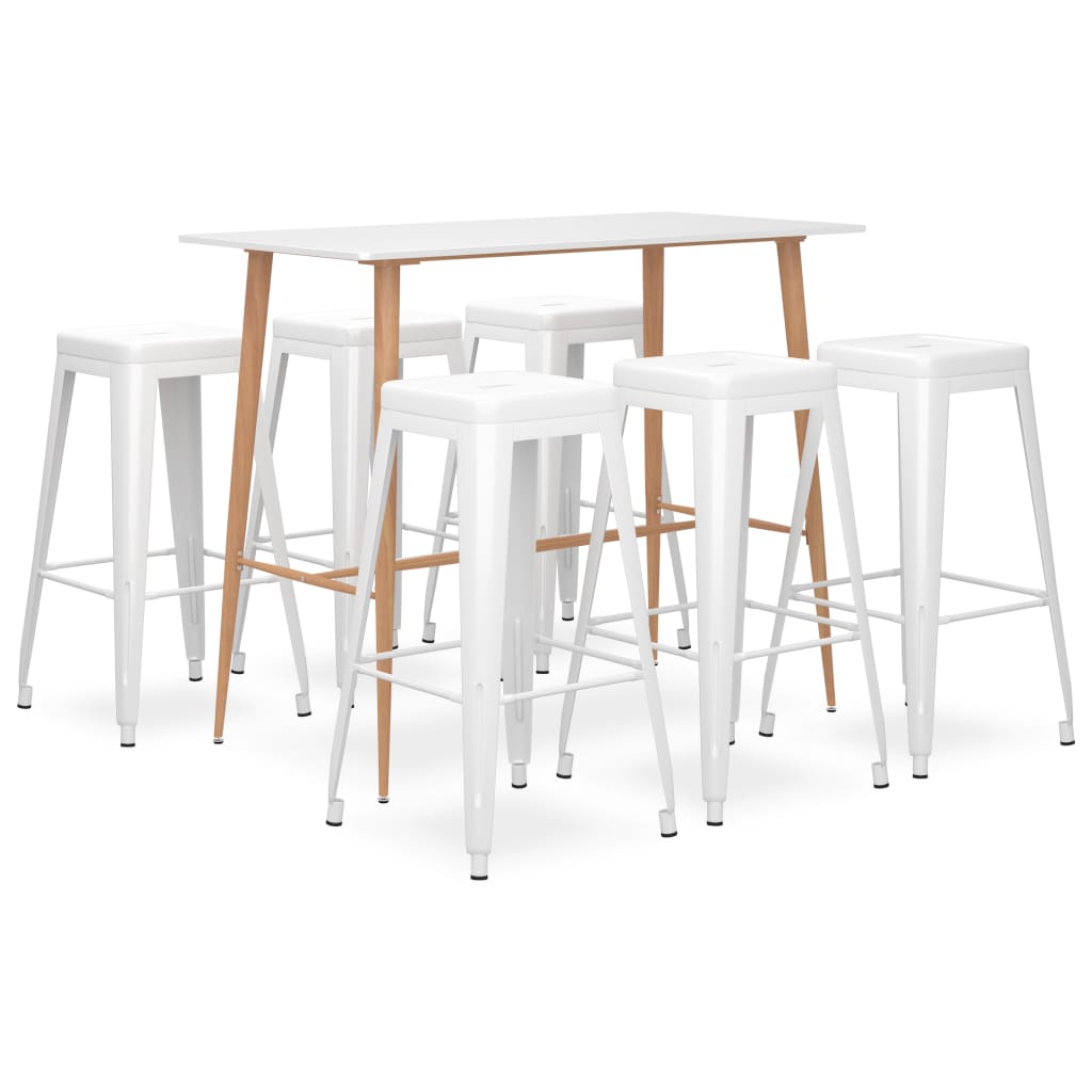 vidaXL 7-Piece Bar Set White