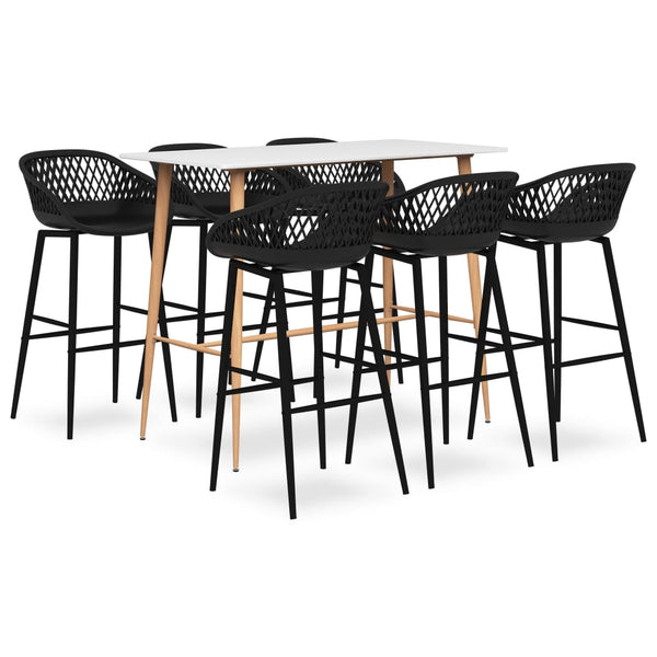 vidaXL 7-Piece Bar Set White and Black