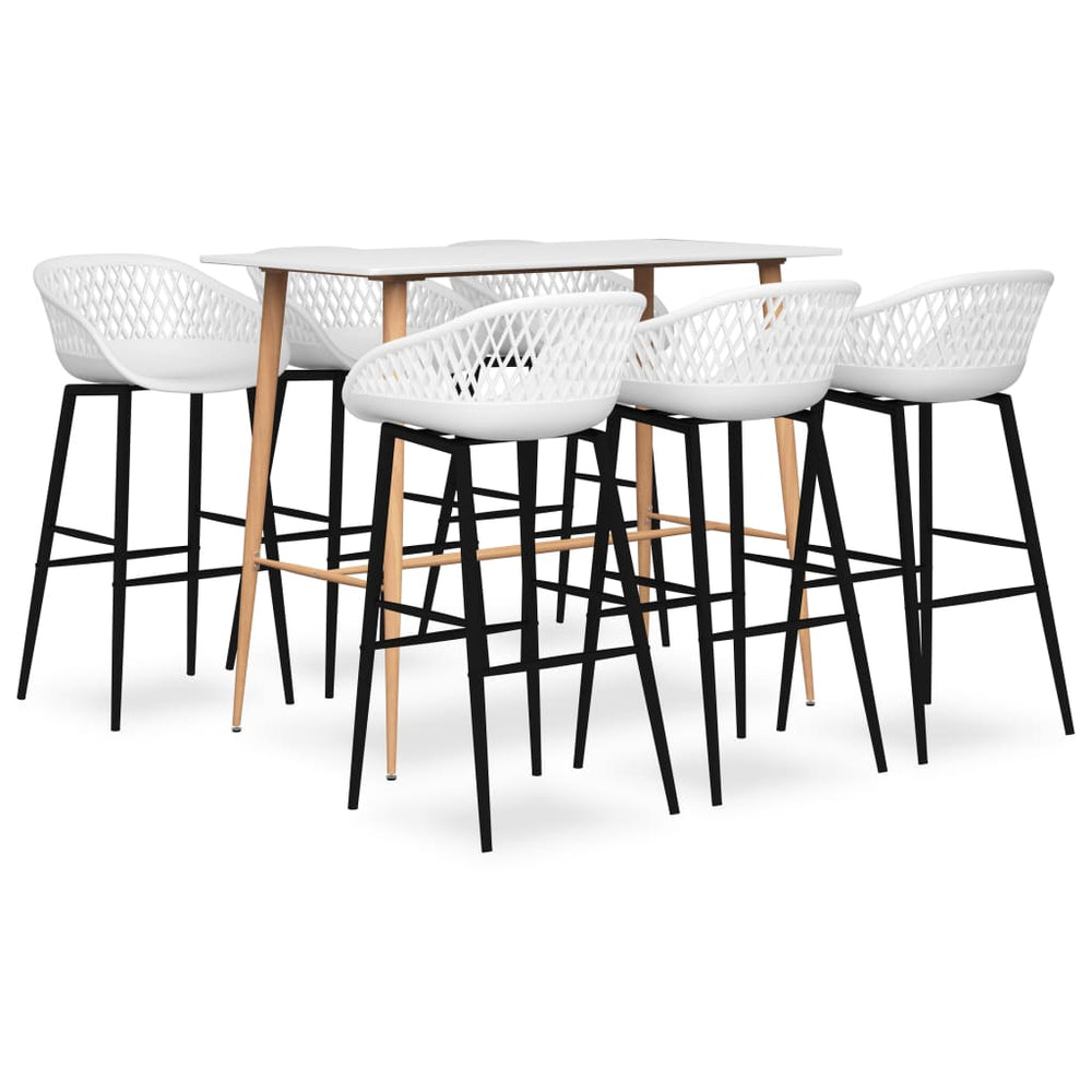 vidaXL 7-Piece Bar Set White