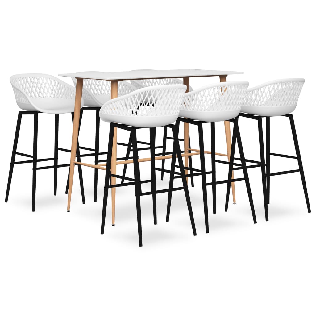 vidaXL 7-Piece Bar Set White