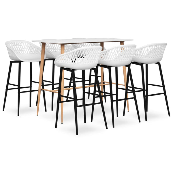 vidaXL 7-Piece Bar Set White