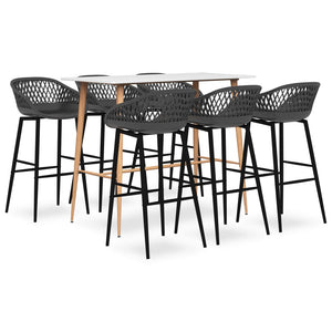 vidaXL 7-Piece Bar Set White and Grey