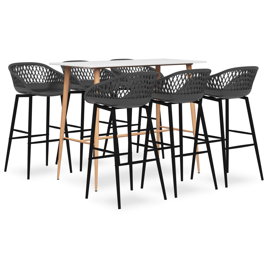 vidaXL 7-Piece Bar Set White and Grey