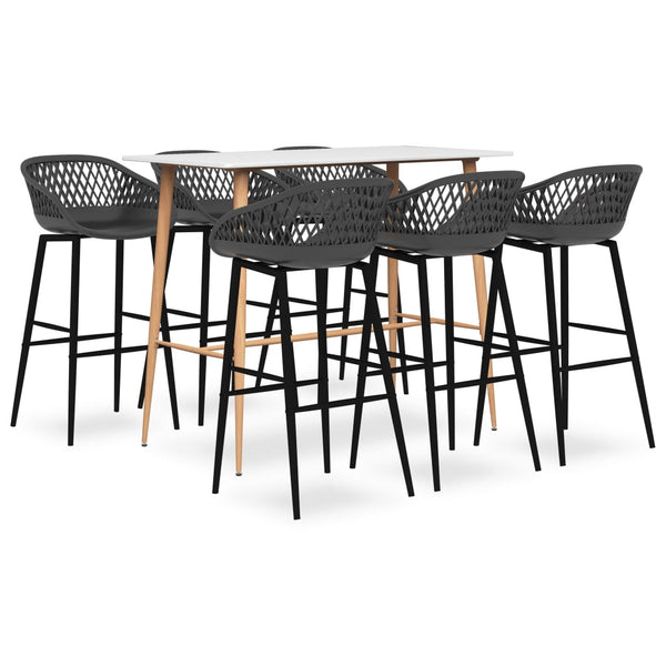 vidaXL 7-Piece Bar Set White and Grey