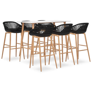 vidaXL 7-Piece Bar Set White and Black