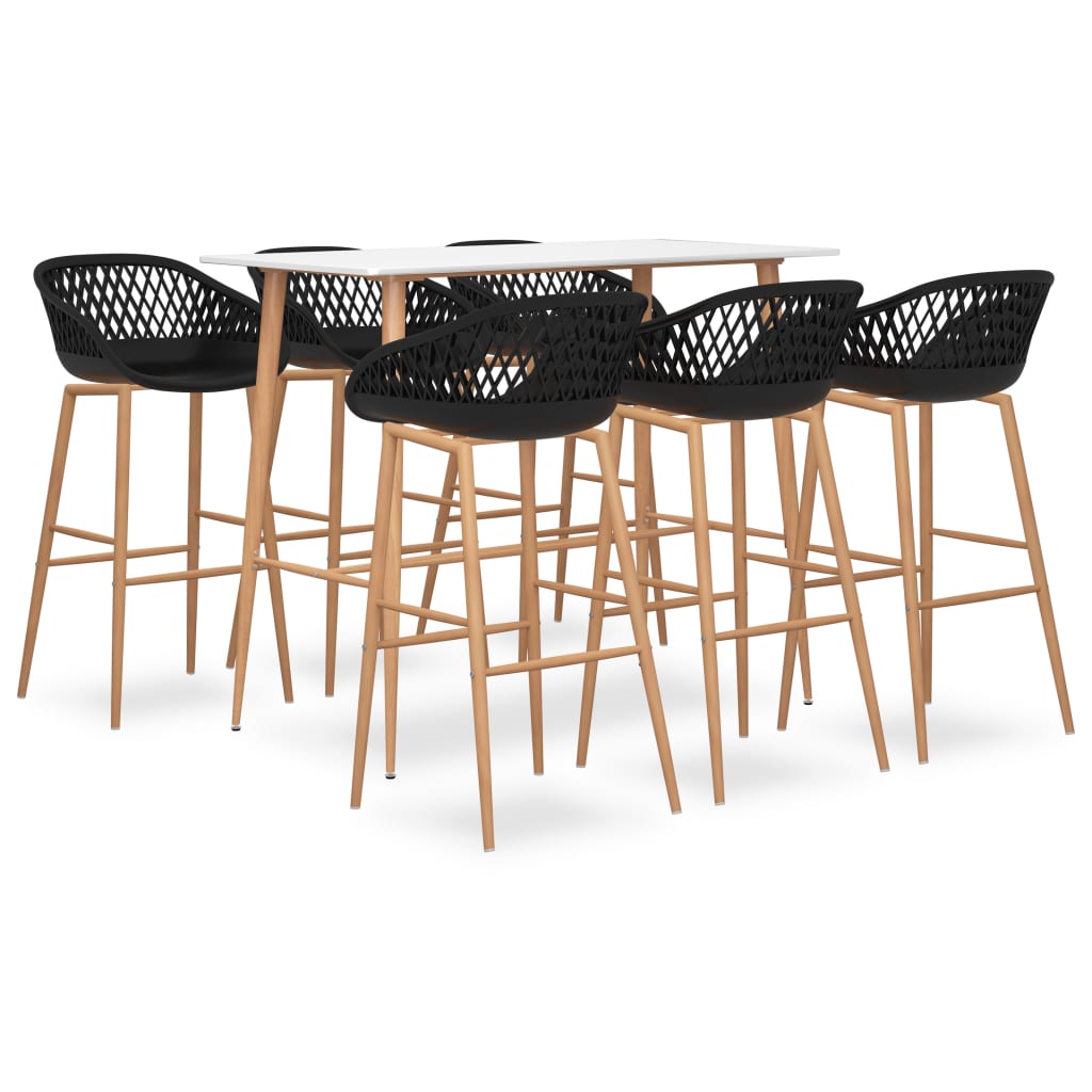 vidaXL 7-Piece Bar Set White and Black
