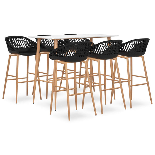vidaXL 7-Piece Bar Set White and Black