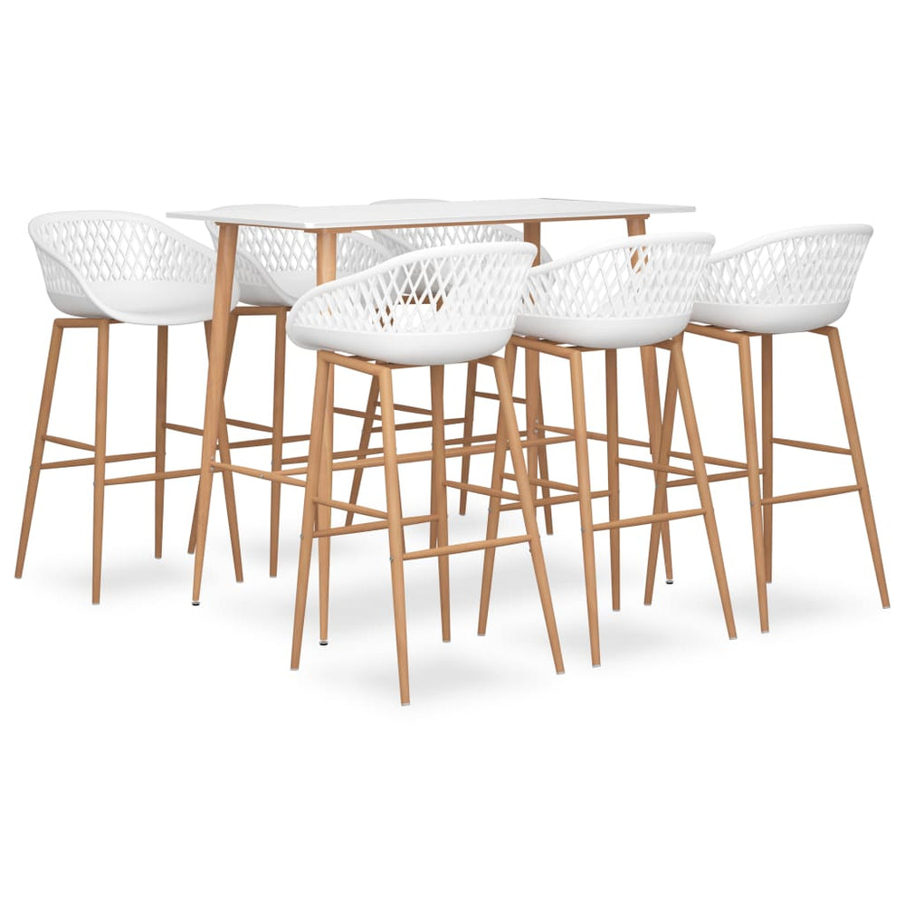 vidaXL 7-Piece Bar Set White