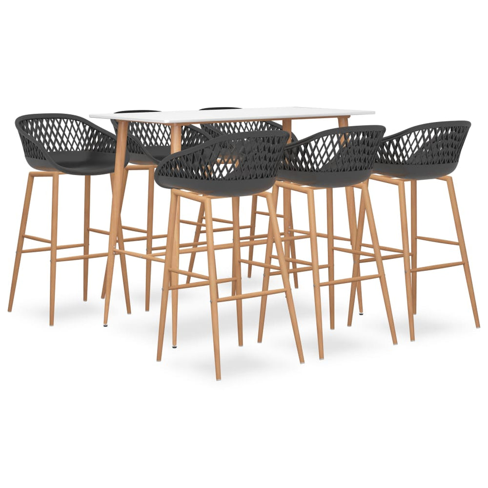 vidaXL 7-Piece Bar Set White and Grey
