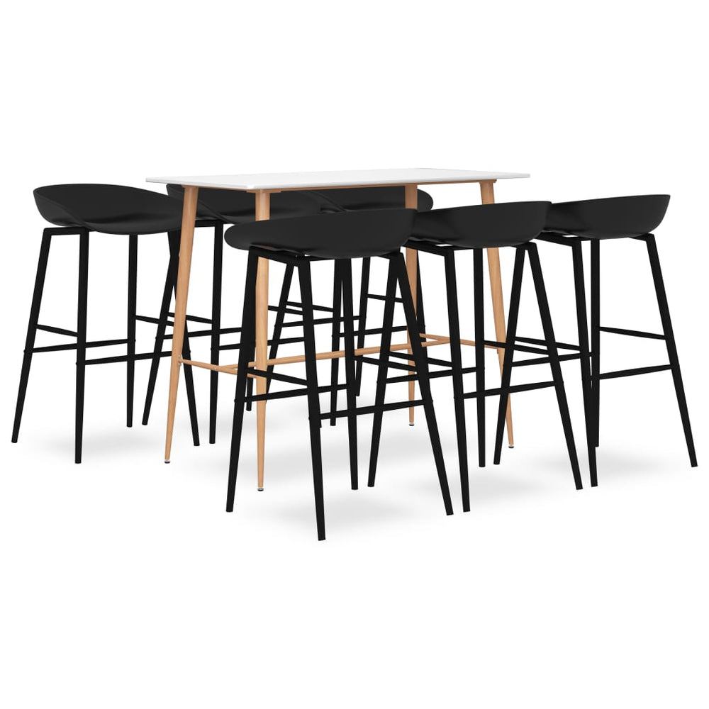 vidaXL 7-Piece Bar Set White and Black