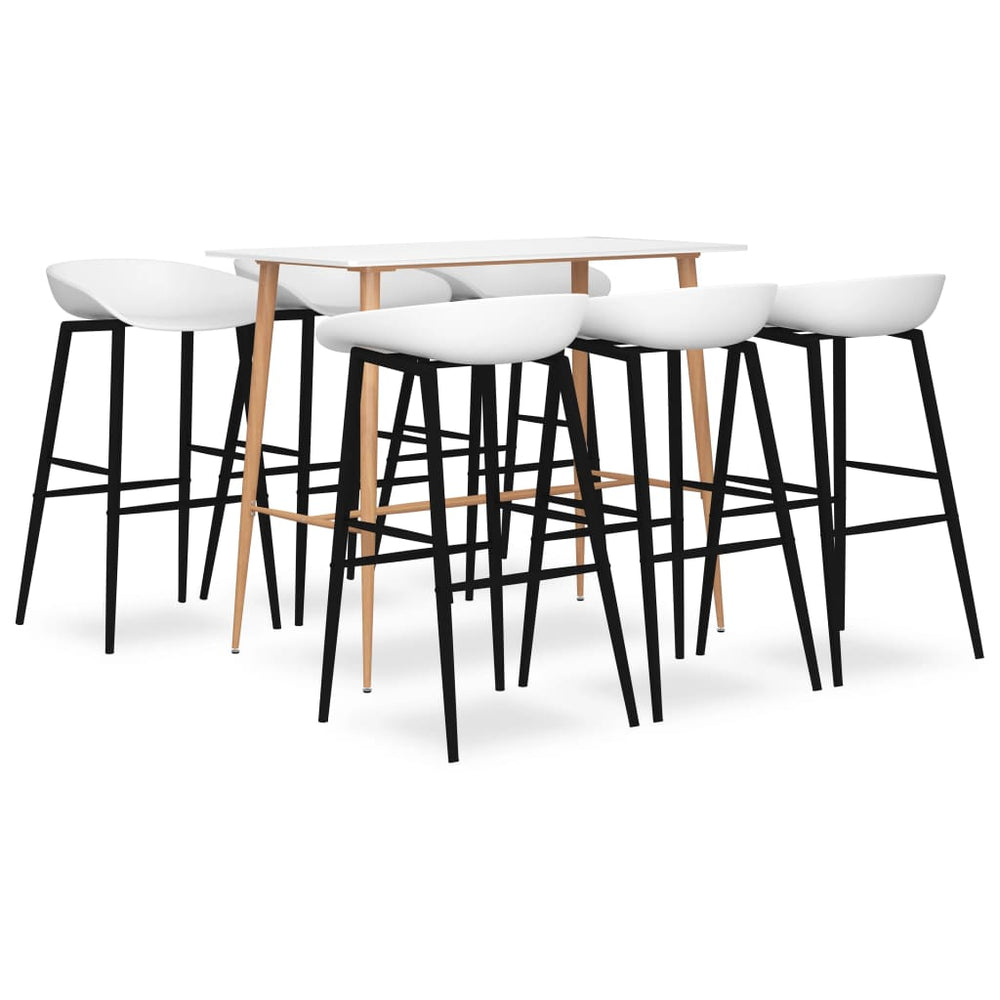 vidaXL 7-Piece Bar Set White