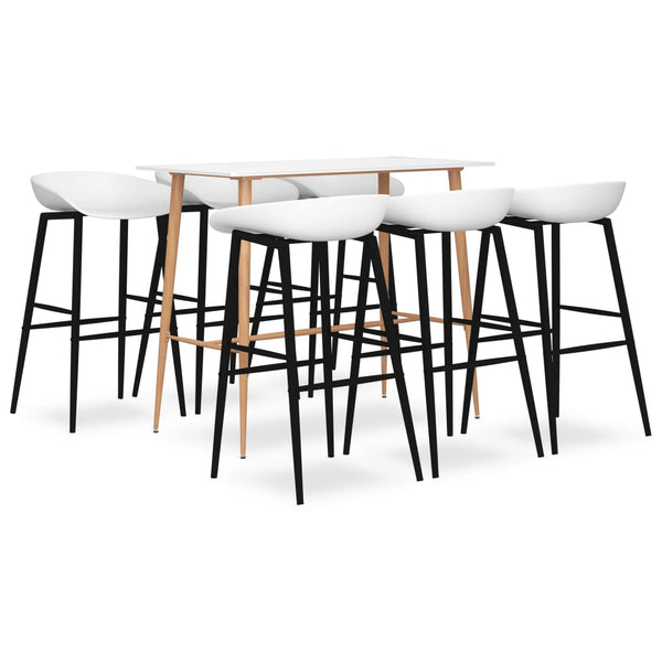 vidaXL 7-Piece Bar Set White