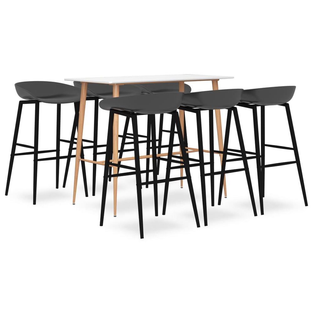 vidaXL 7-Piece Bar Set White and Grey