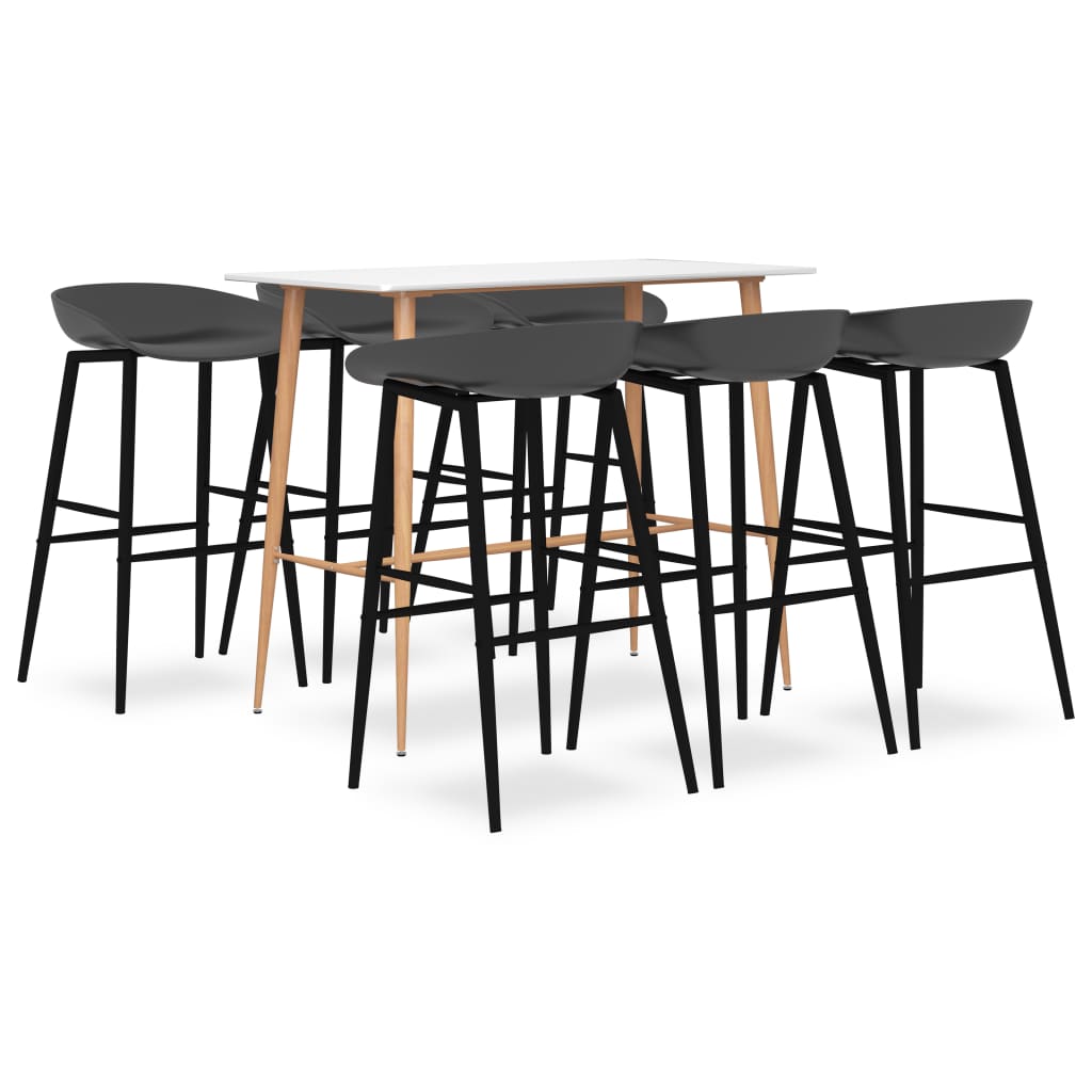 vidaXL 7-Piece Bar Set White and Grey