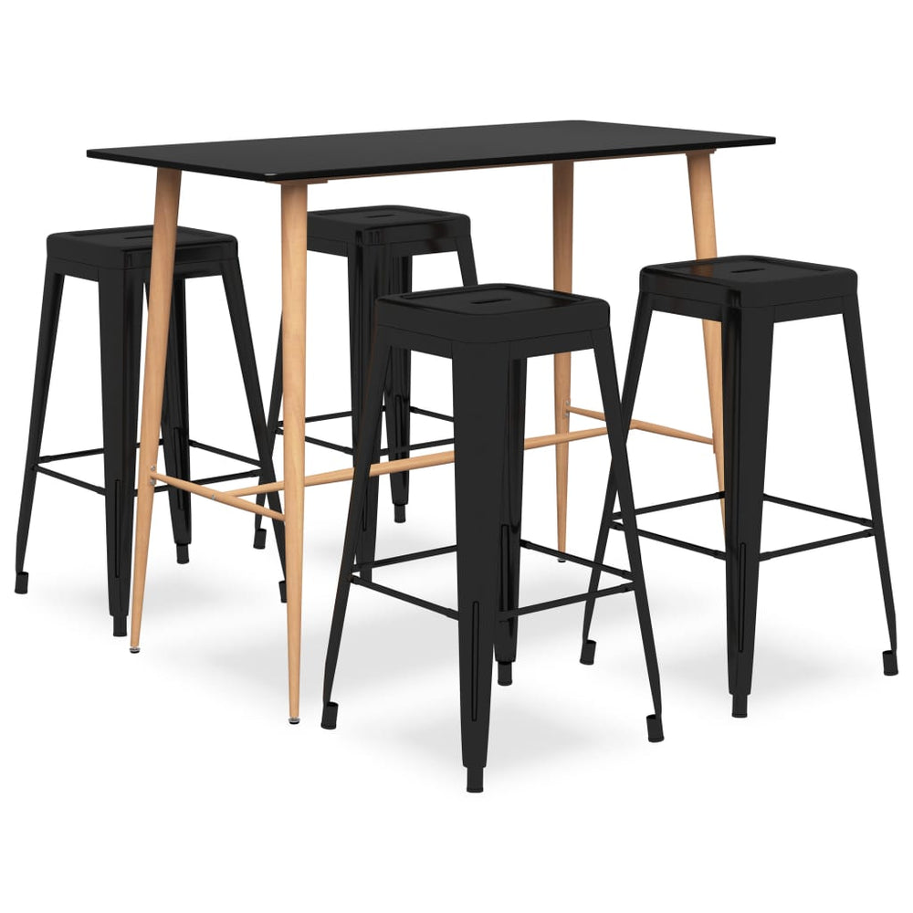 vidaXL 5-piece Bar Set Black
