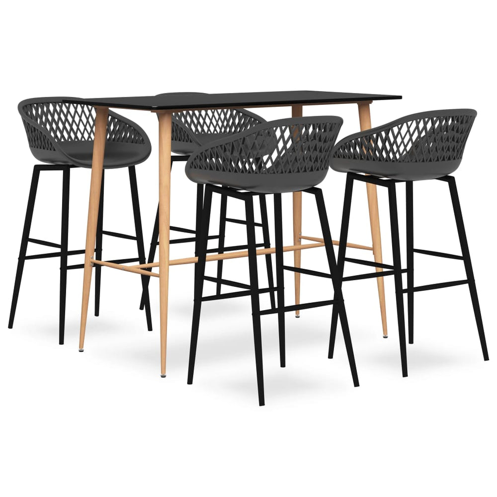 vidaXL 5-Piece Bar Set Black and Grey