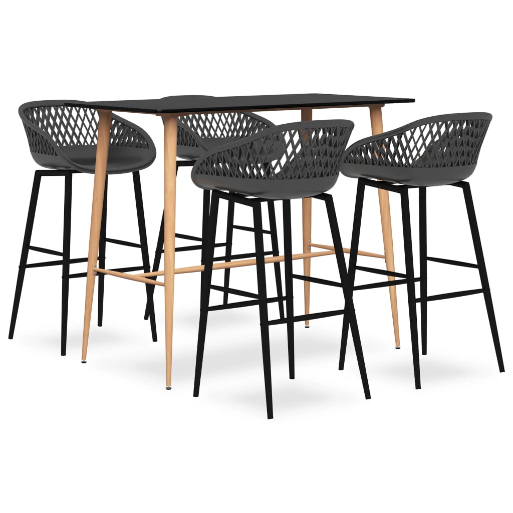 vidaXL 5-Piece Bar Set Black and Grey