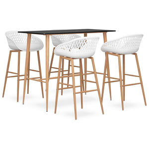 vidaXL 5-piece Bar Set Black and White