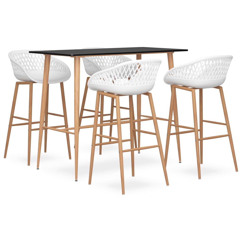 vidaXL 5-piece Bar Set Black and White