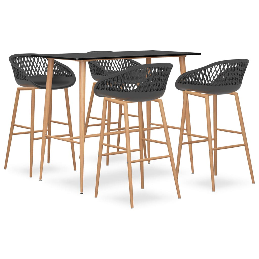 vidaXL 5-Piece Bar Set Black and Grey