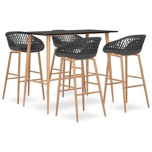 vidaXL 5-Piece Bar Set Black and Grey
