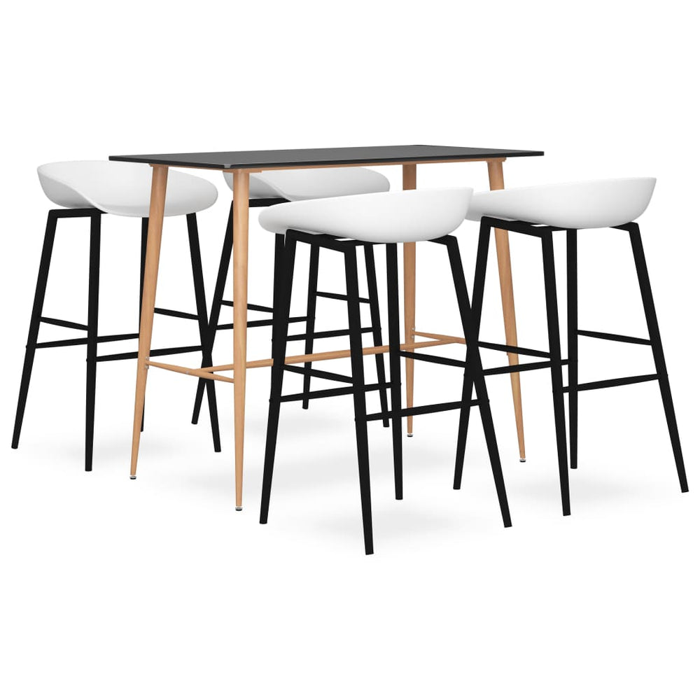 vidaXL 5-piece Bar Set Black and White