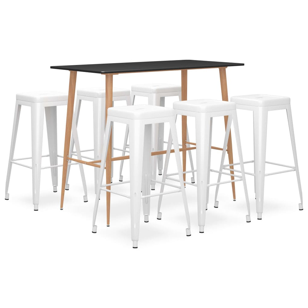 vidaXL 7-Piece Bar Set Black and White