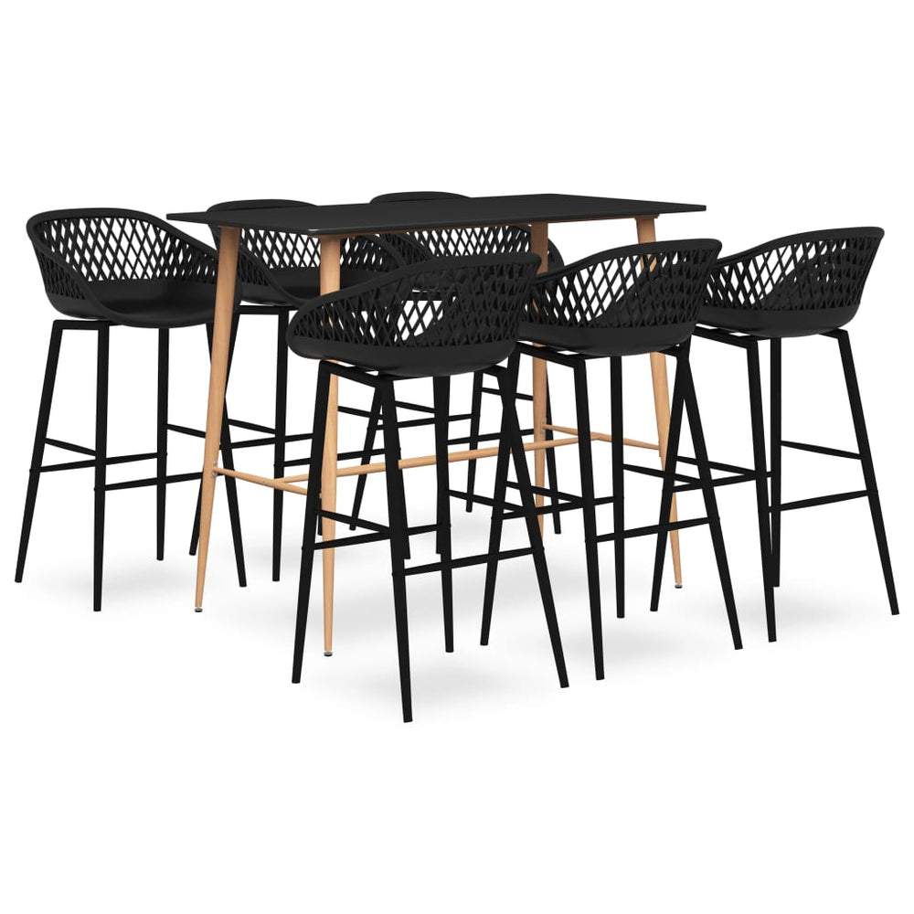 vidaXL 7-Piece Bar Set Black