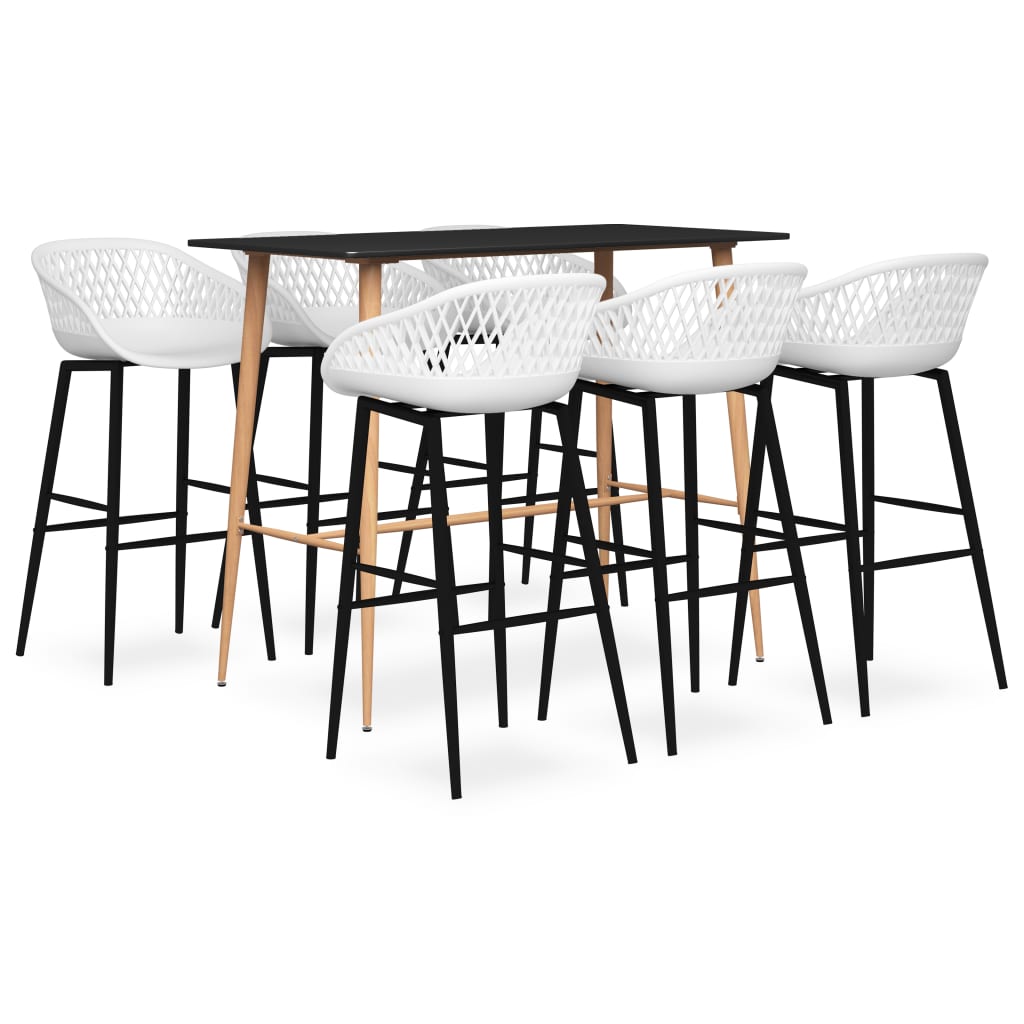vidaXL 7-Piece Bar Set Black and White