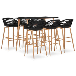 vidaXL 7-Piece Bar Set Black
