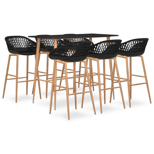 vidaXL 7-Piece Bar Set Black