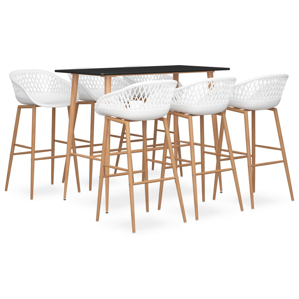vidaXL 7-Piece Bar Set Black and White