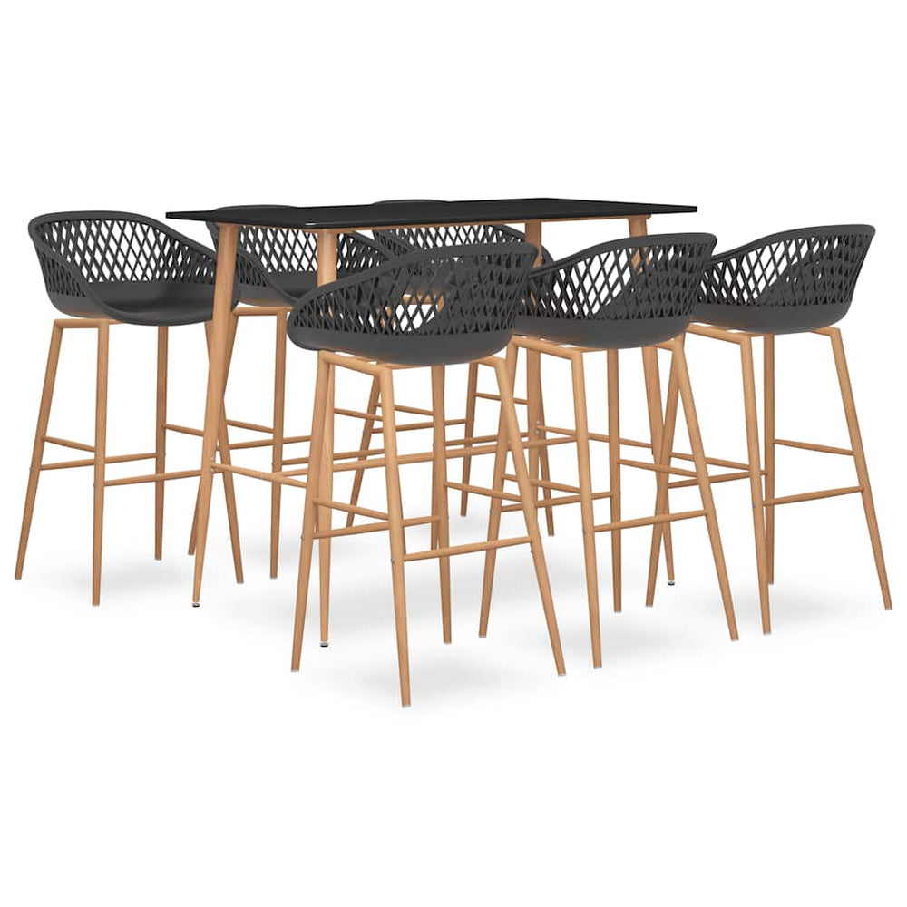 vidaXL 7-Piece Bar Set Black and Gray