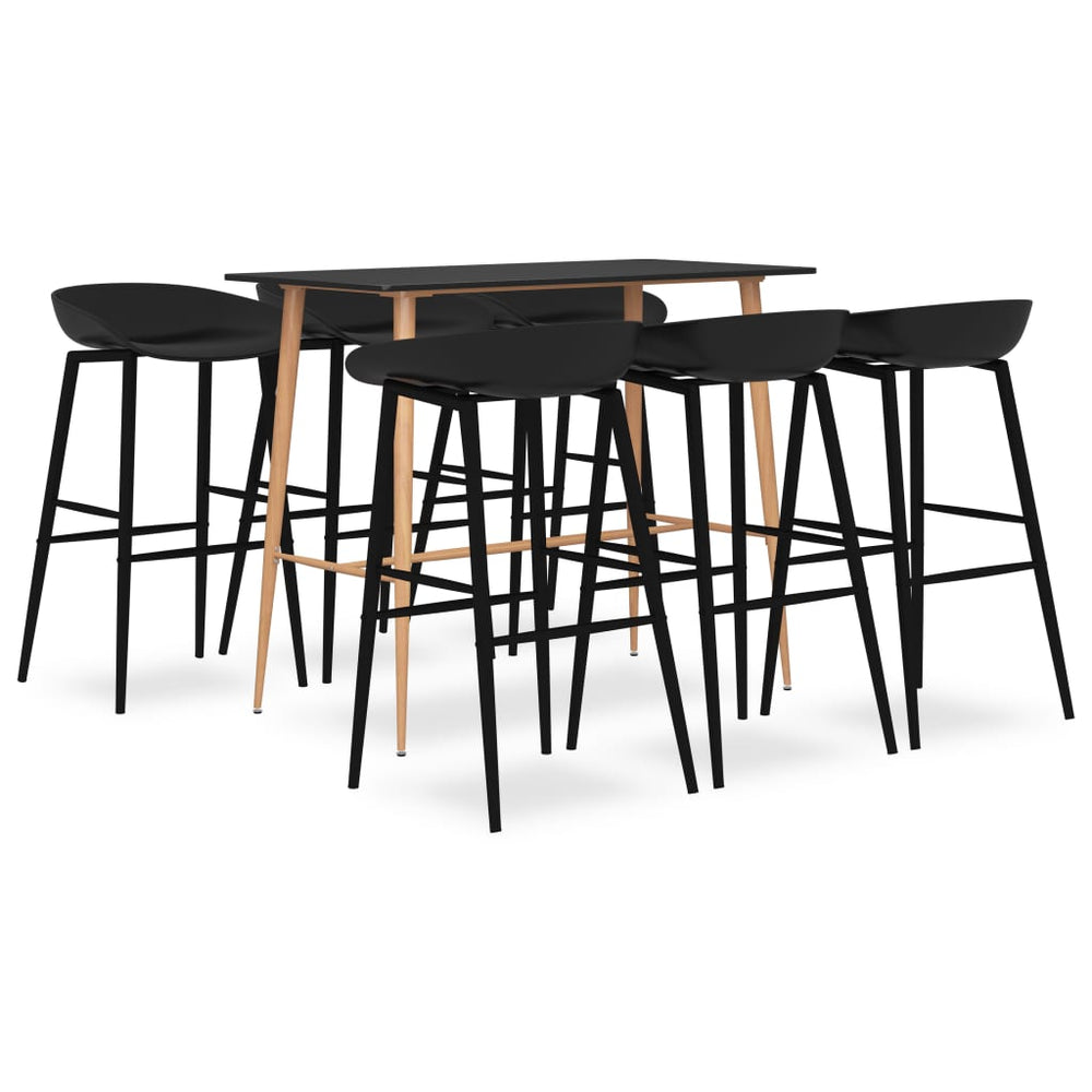 vidaXL 7-Piece Bar Set Black