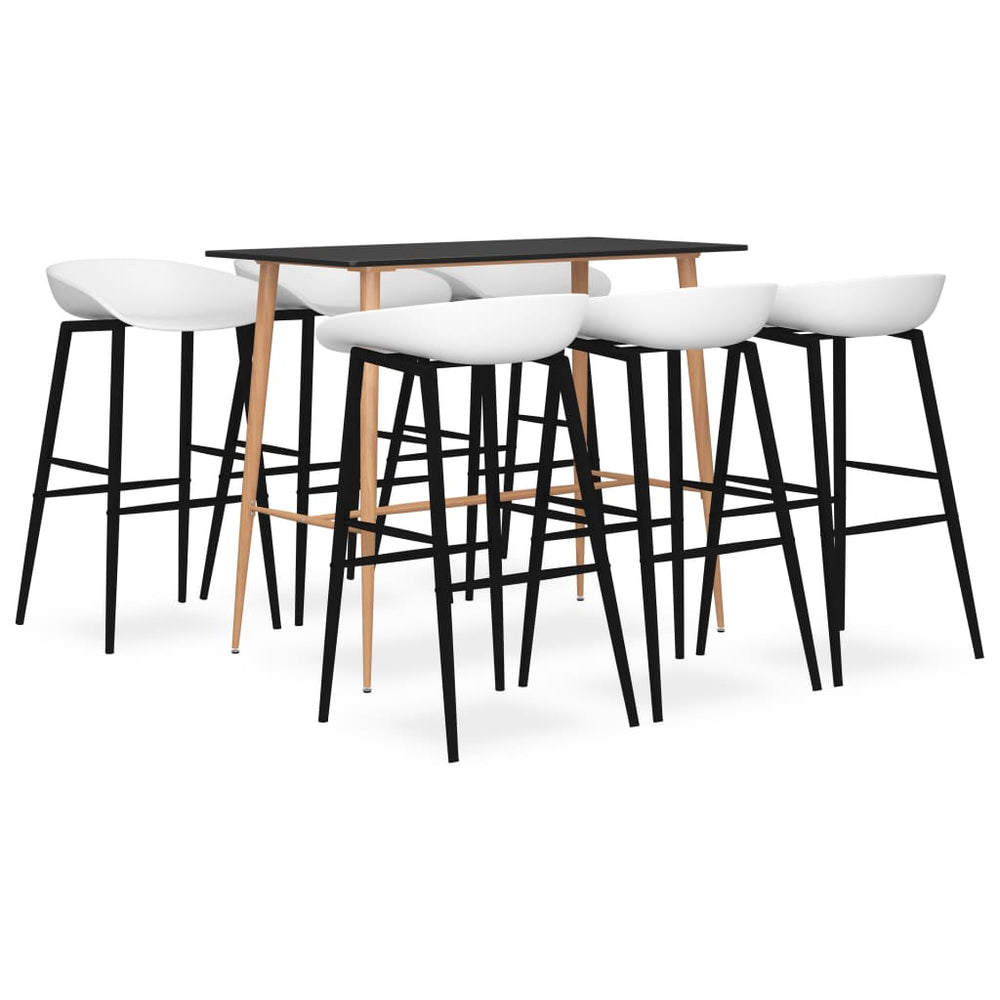vidaXL 7-Piece Bar Set Black and White