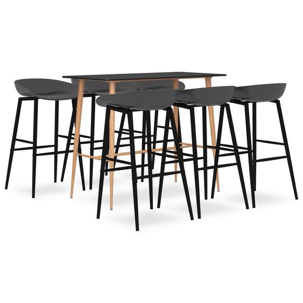 vidaXL 7-Piece Bar Set Black and Gray